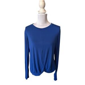 Landry Twist Front Royal Blue Long Sleeve Top Size L